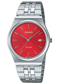 Röd ultra-tunn Casio med klassisk design och stålkonstruktion | MTP-B145D-4A2VEF