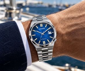 Citizen automatisk herrklocka i stål med blå urtavla och safirglas 40mm