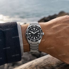 Citizen mekanisk herrklocka i stål med svart urtavla 38mm