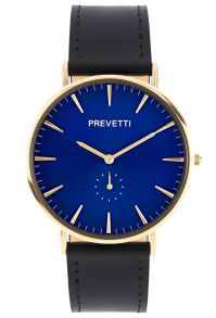 Blå urskiva som pockar på uppmärksamhet - Prevetti Preppy Gold/Blue Black Leather PR10200