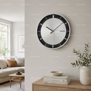 Seiko väggklocka i aluminium med tystgående svepande sekundvisare 40x5cm