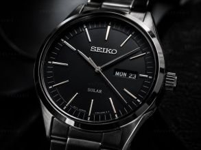 Stål, silver, svart - Seiko Solar Sapphire