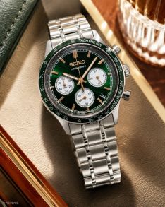Seiko Mens Vintage Chronograph Green Steel 38mm