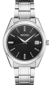 En given klassiker; silverfärgad stålklocka med svart och sifferlös urtavla - Seiko Classic SUR311P1