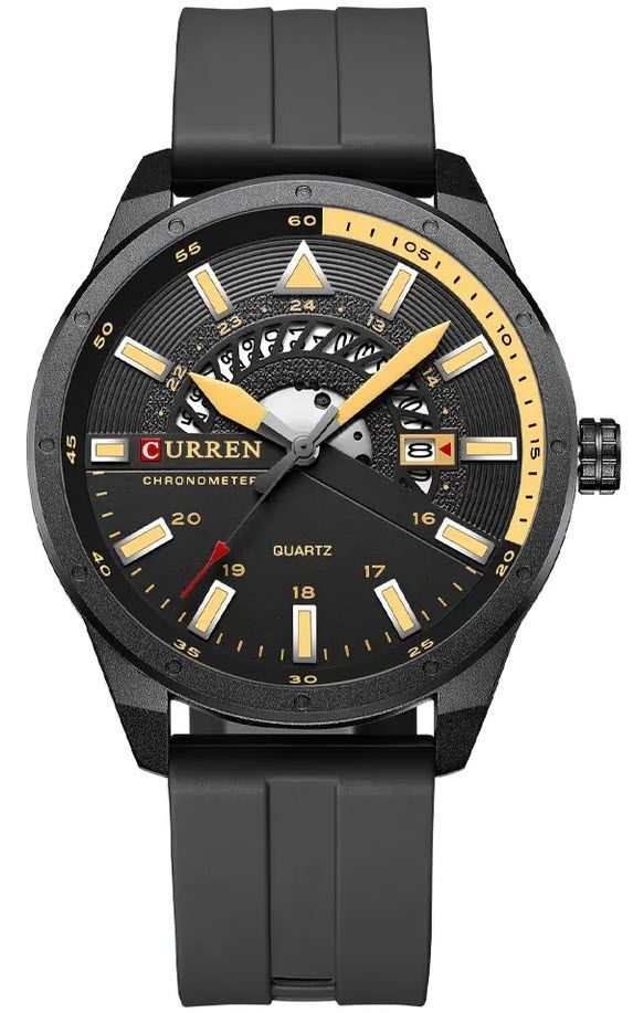 Curren 8421 Sport Svart silikon herrklocka