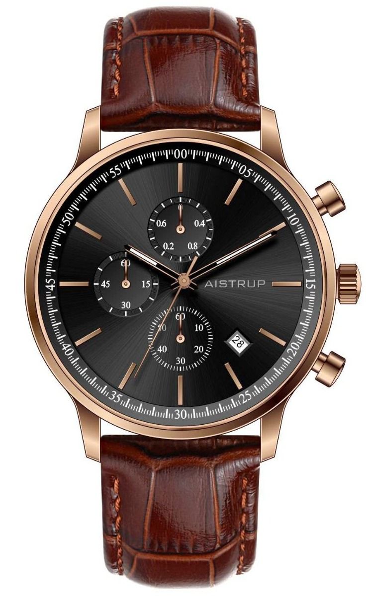 Aistrup Classic Sapphire Chronograph AIW8401 Brun lader herrklocka