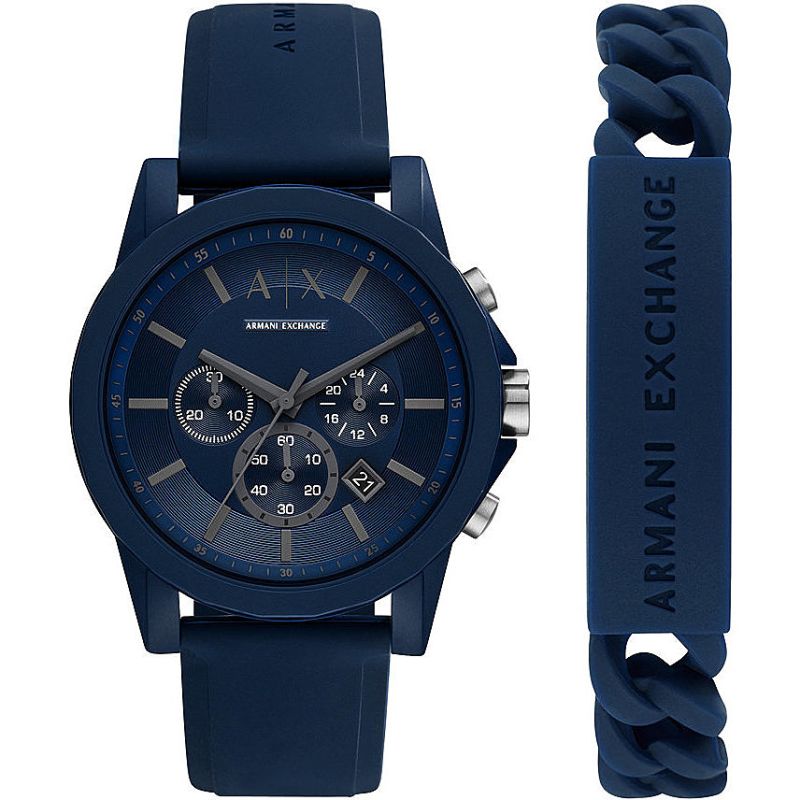 Armani Exchange Banks Set AX7128 - Blå silikon herrklocka