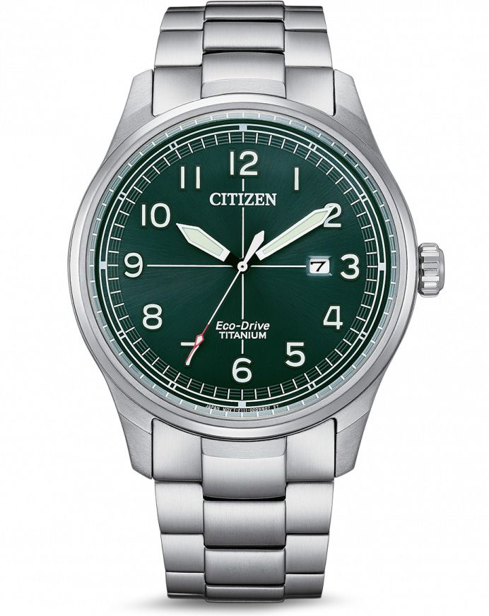 Citizen Eco-Drive titanium herrklocka med E111 urverk och grön