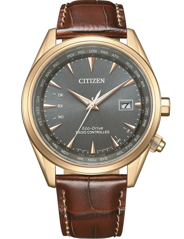 Citizen Eco-Drive radio-styrt herrklocka Roséfärgat stål med