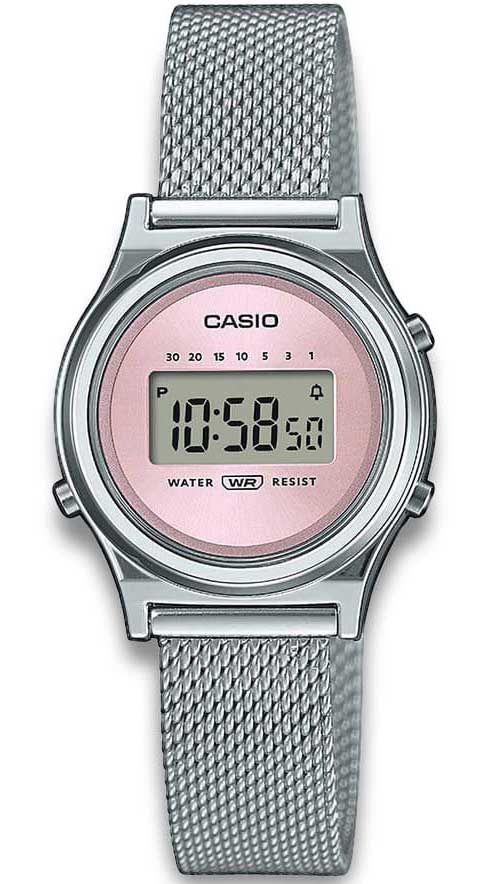 Casio Vintage LA700WEM 4AEF Silver mesh damklocka