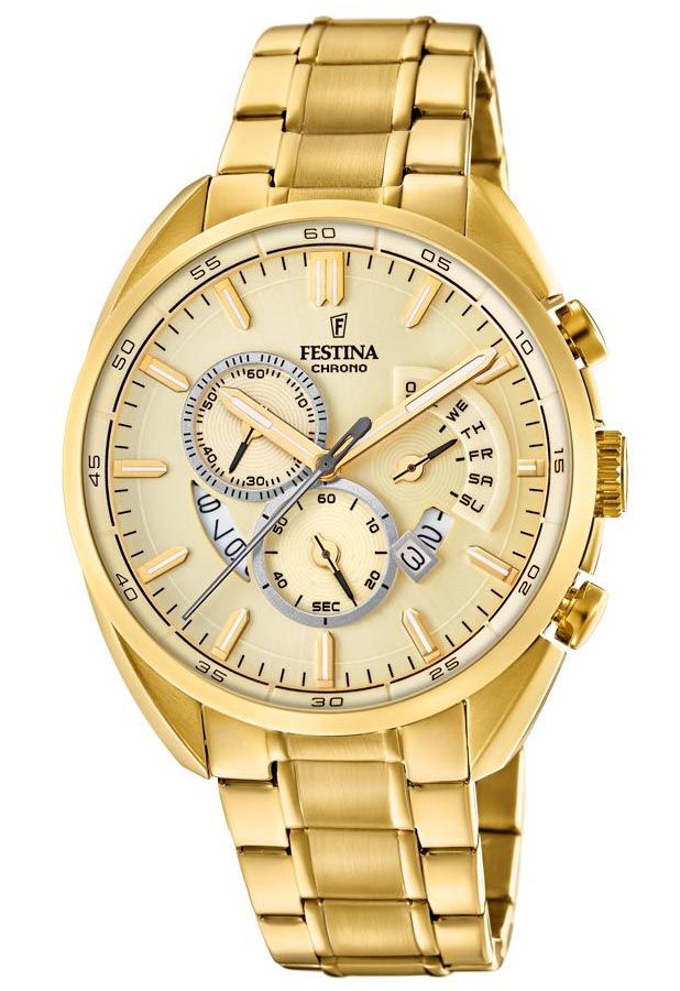 Festina Gold Chrono F20267 1 LQ RIP Guld rostfri stal herrklocka