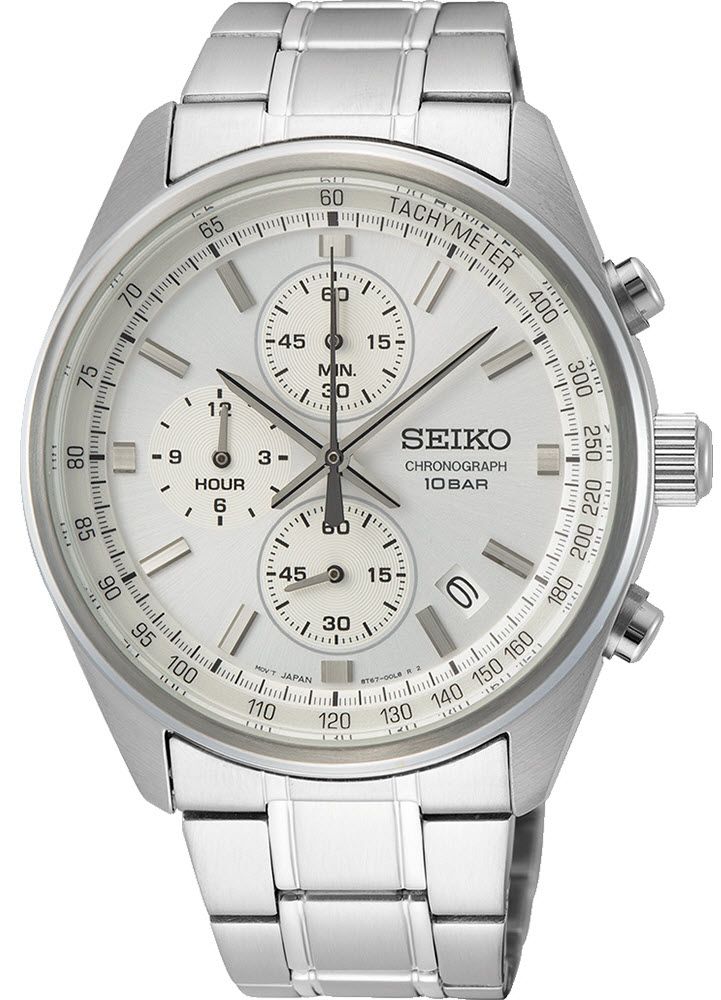 Seiko chronograph 100m silver hot sale