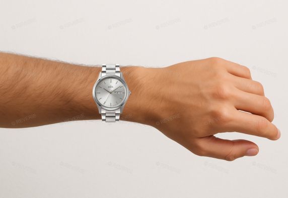 Helt silverfärgat herrklocka i rostfritt stål - Inex Mens Silver/Silver A12124S4I