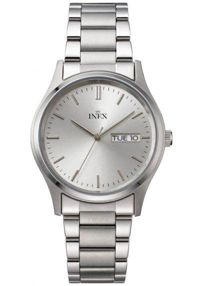 Helt silverfärgat herrklocka i rostfritt stål - Inex Mens Silver/Silver A12124S4I
