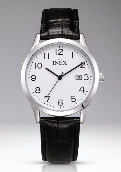 Klassisk elegans med läderarmband - Inex Mens Silver/White A12135S0A
