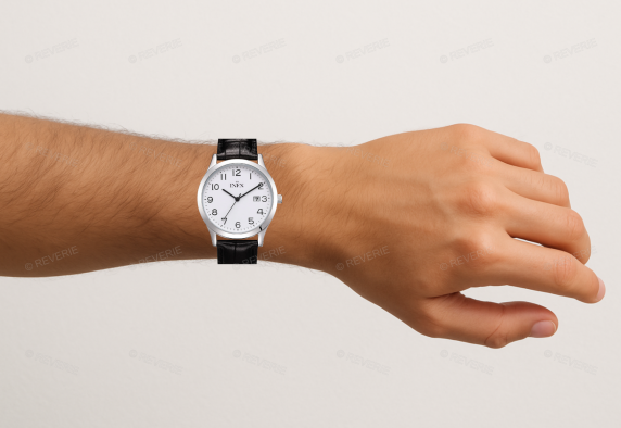Klassisk elegans med läderarmband - Inex Mens Silver/White A12135S0A