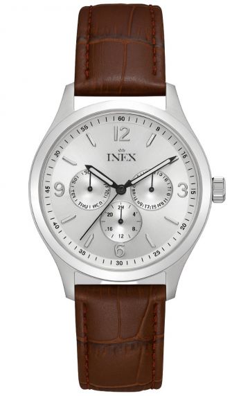 Extra urskivor och läderarmband - Inex Mens Silver/Silver A12162S4I