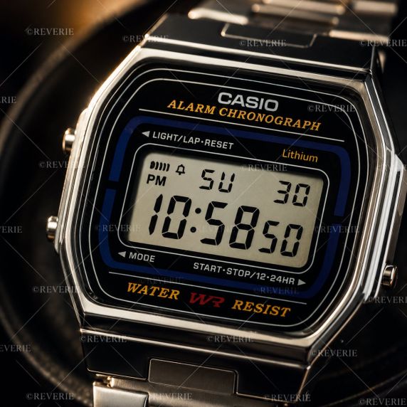 Digital Casio retroklocka med kromad finish 35mm