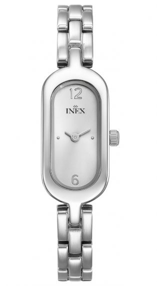Stålklocka med rundad rektangulär boett - Inex Silver A69140S4KV