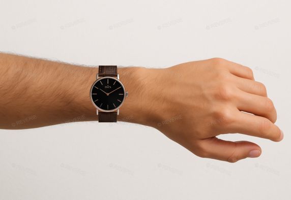 Mycket mörkt herrur, med rödguld som det mest ljusa - Inex Mens Rose Gold/Black A69502-1B5I
