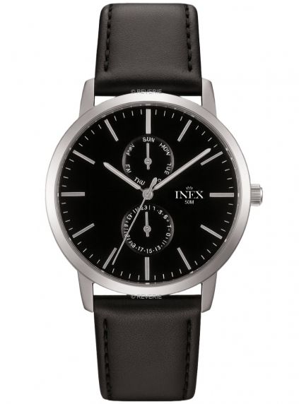 De extra urskivorna visar datum respektive veckodag - Inex Black A69525S5I