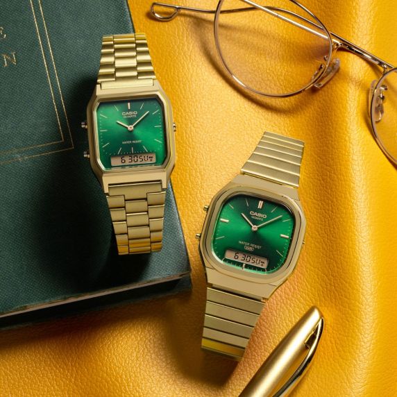 Casio Vintage Ana-Digi Unisex Golden Green 29mm