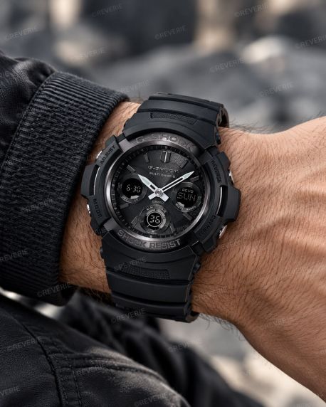 Svart Casio G-Shock dykarklocka med solenergi, radiostyrning och 200m vattentäthet i 46mm