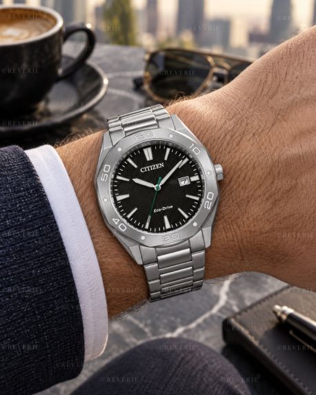 Citizen herrklocka med solenergi i stål med svart urtavla 41mm