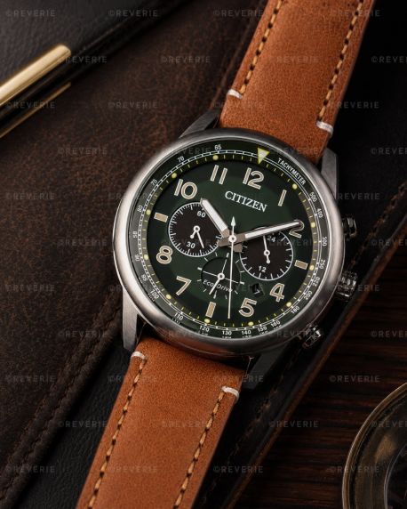 Citizen Eco-Drive herrkronograf med grön urtavla 43mm