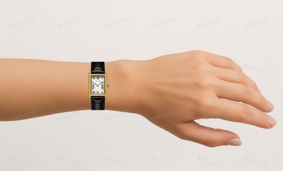 Carrie Taylor Petite Rectangular Black Leather 19mm