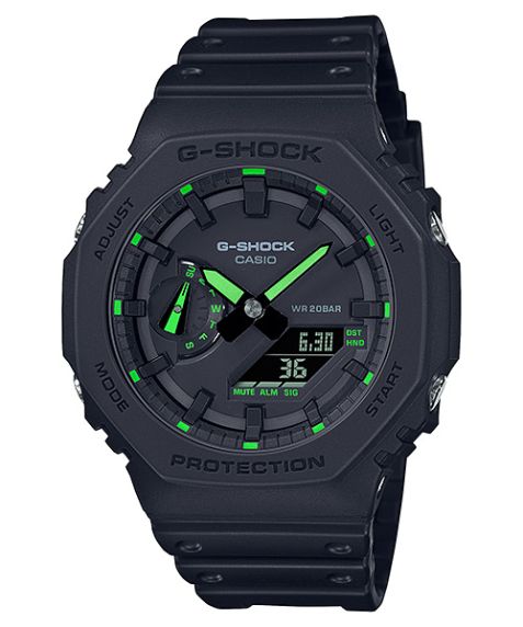 Casio G-Shock ana-digi klocka i svart med neon gröna detaljer 45mm
