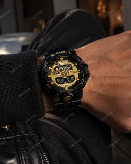 Svart och guld ana-digi Casio G-Shock med exklusiv design 53mm