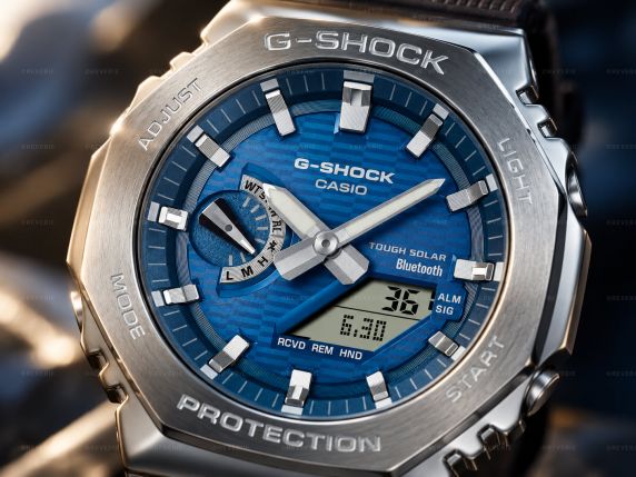 Casio G-Shock dykarklocka i stål med blå urtavla, ana-digi och solenergi i 44mm