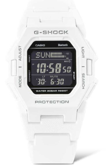 Ultra-slim G-Shock vit digital klocka med Bluetooth och stegräknare | GD-B500-7ER
