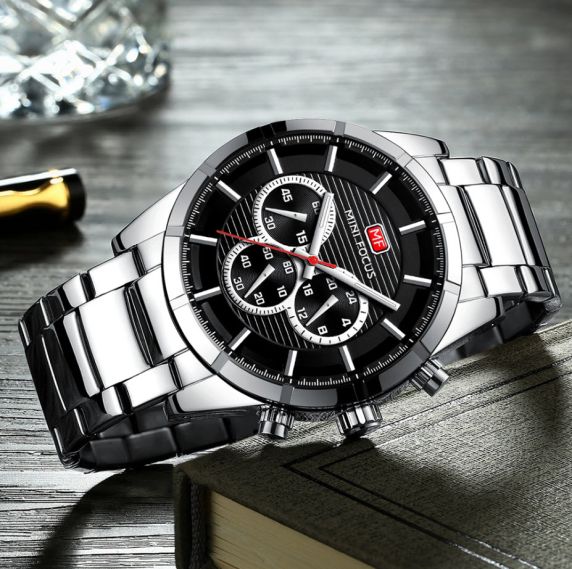Billig metallklocka med äkta kronograf - Mini Focus Chronograph MF0170G-02
