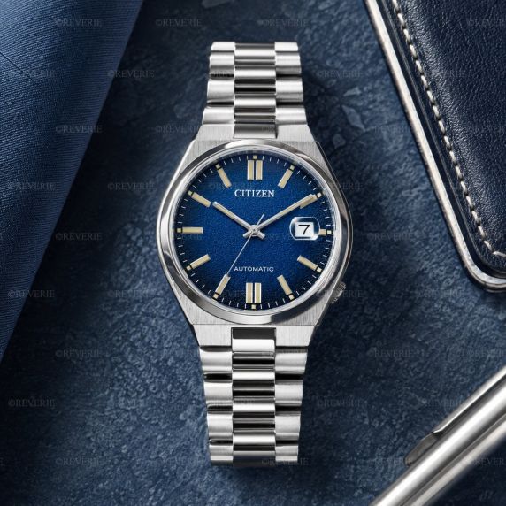 Citizen automatisk herrklocka i stål med blå urtavla och safirglas 40mm