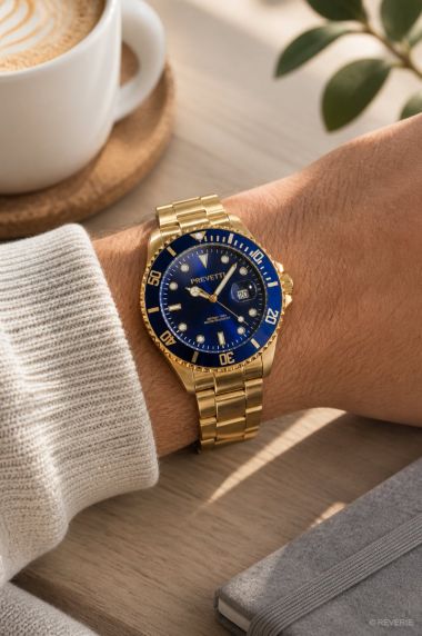 Stålklocka med den "kungliga" kombinationen av blått och guld -  Prevetti ProDiver PR13005