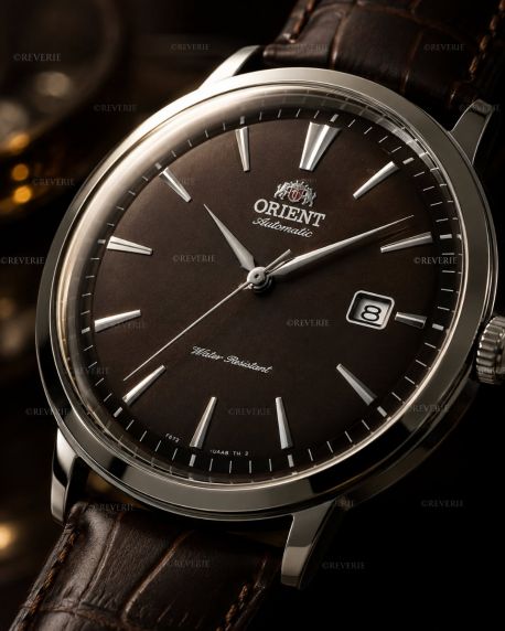 Orient automatisk klocka med brun urtavla och brunt läderarmband 41mm
