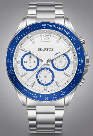 Herrur i stål med blå detaljer - Spartos Classic SPW007604