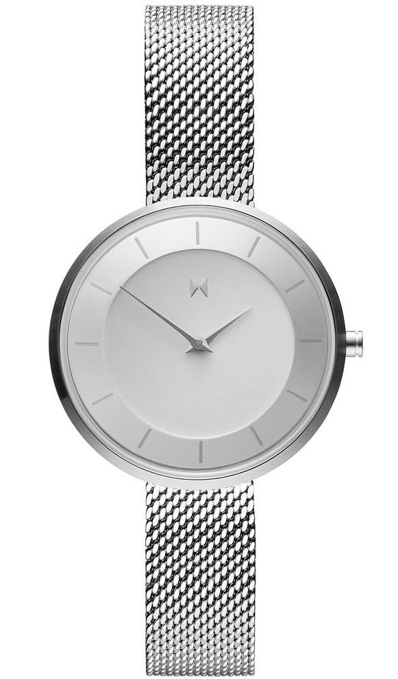 Damur med minimalistisk formgivning - MVMT MOD D-FB01-S - Quartz - Silver - Damklocka - Mesh - Härdat mineralglas