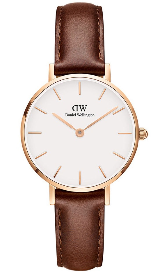 Daniel Wellington Classic Petite 28mm St Mawes Rose Gold DW00100231 - Quartz - Rött guld - Damklocka - Läder - Härdat mineralglas