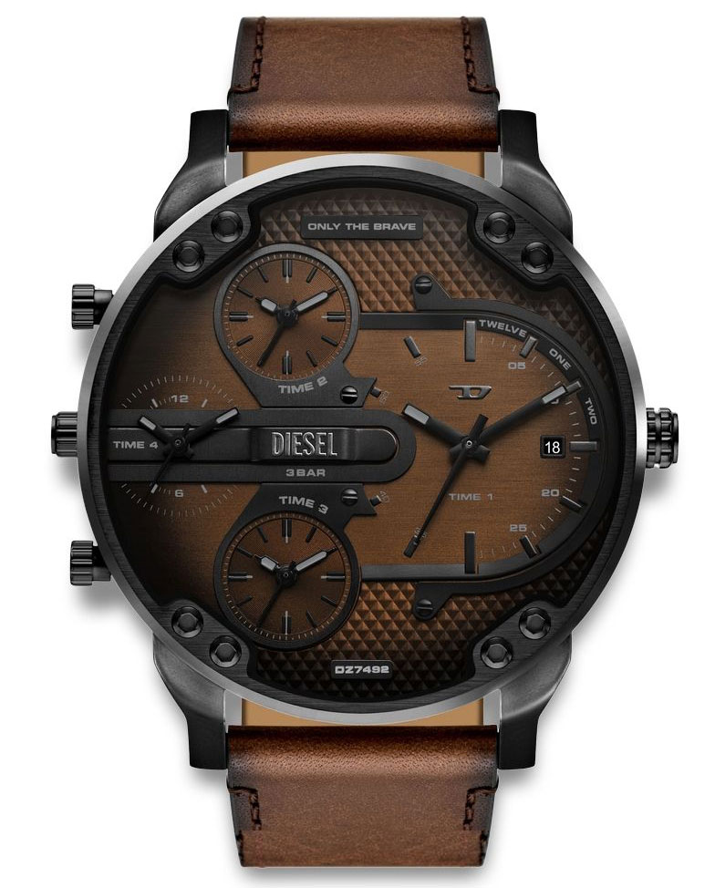 Diesel Mr. Daddy Slim DZ7492 - Quartz - Svart - Herrklocka - Läder - Härdat mineralglas