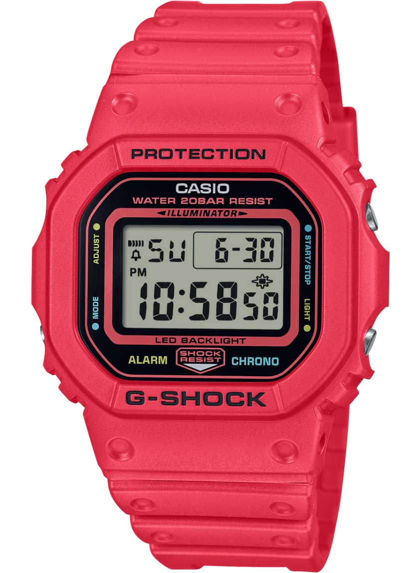 Casio | Röd G-Shock Energy Pack med blixtdisplay och dynamisk design | DW-5600EP-4ER - Digitalt - Röd - Herrklocka - Harts - Härdat mineralglas