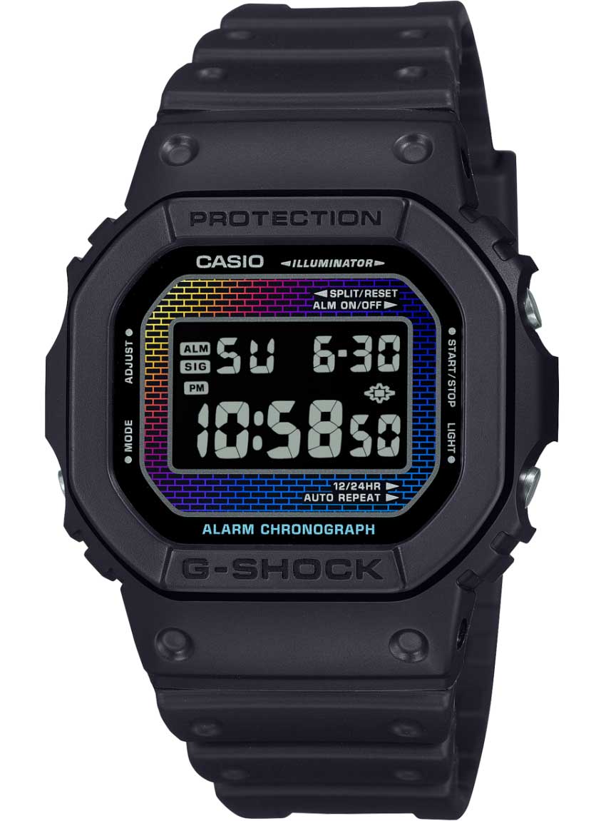 Casio | Rainbow Glass G-Shock med vapor-plated design och Heritage-stil | DW-5600RW-1ER - Digitalt - Svart - Herrklocka - Harts - Härdat mineralglas