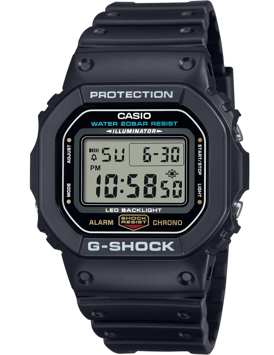 Casio | Original G-Shock digital klocka med rymdtestad design och 200M skydd | DW-5600UE-1ER - Digitalt - Svart - Herrklocka - Harts - Härdat 