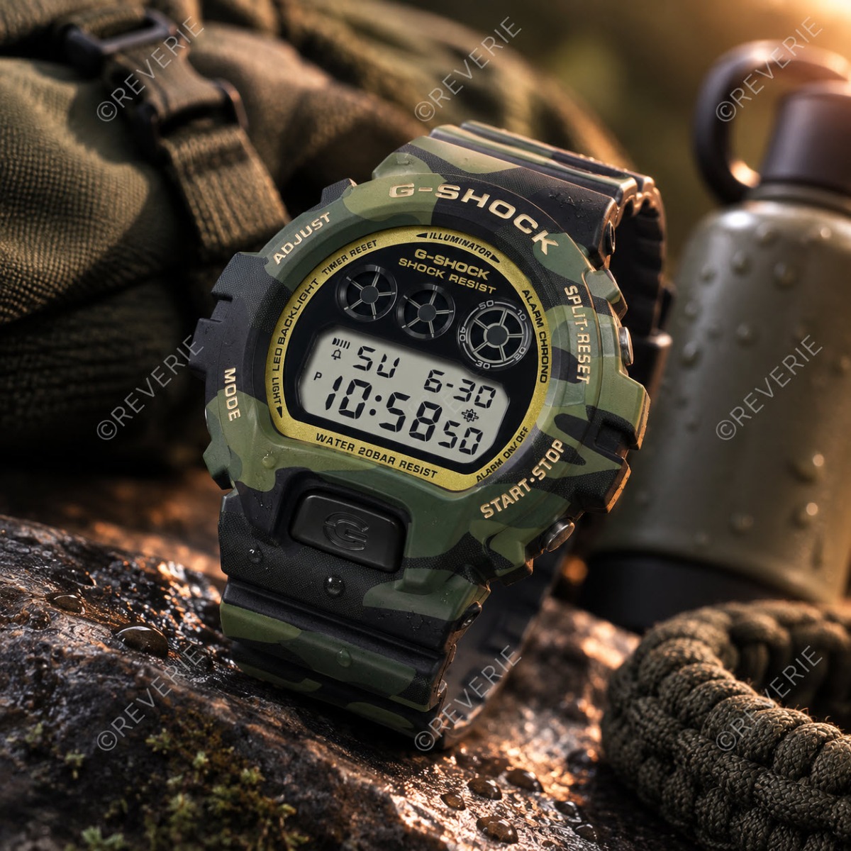Casio Camouflage G-Shock 50mm - Digitalt - Grön - Herrklocka - Harts - Härdat mineralglas