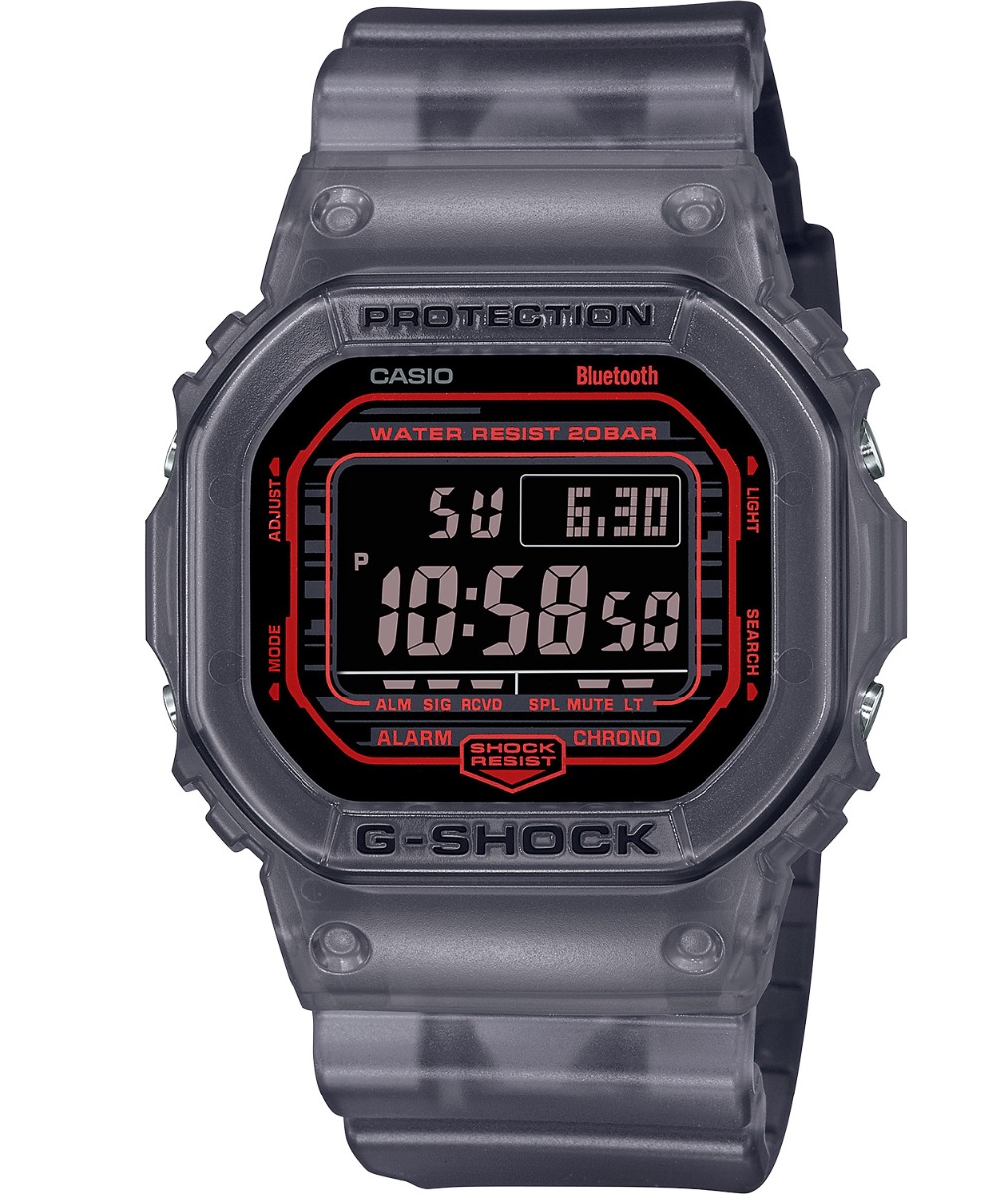Casio | Bluetooth digital G-Shock med 200M skydd och genomskinlig design | DW-B5600G-1ER - Digitalt - Svart - Herrklocka - Harts - Härdat mineralglas