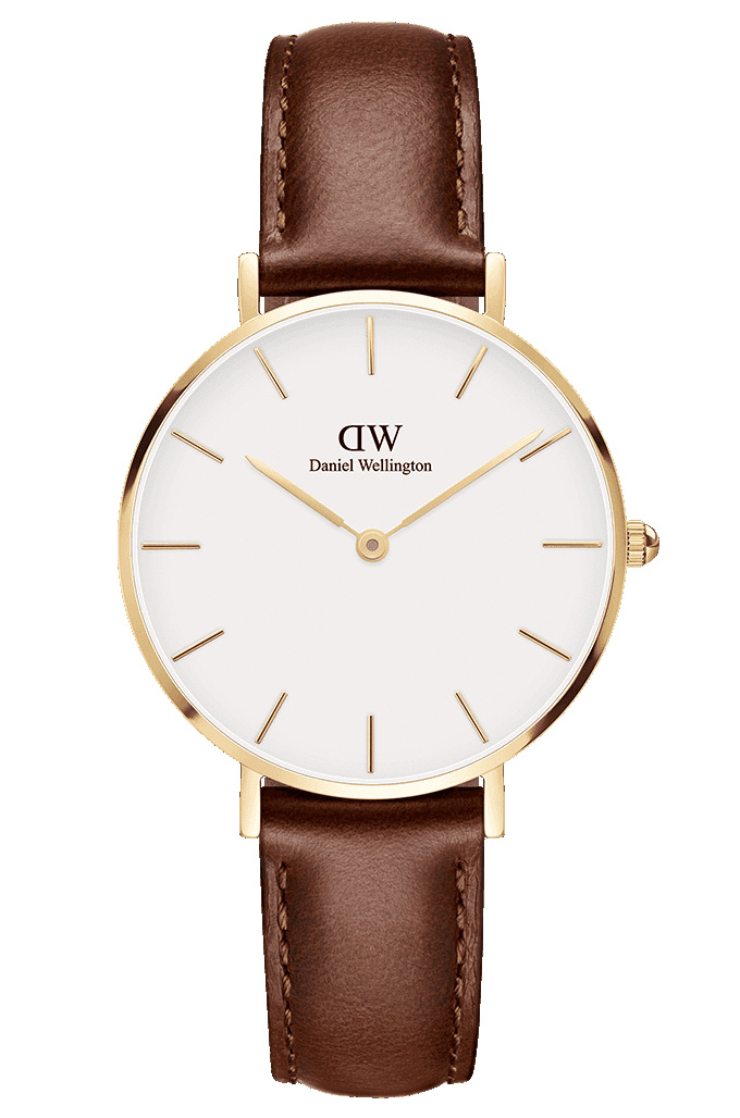 Daniel Wellington Petite St Mawes 32mm DW00100550 - Quartz - Guld - Damklocka - Läder - Härdat mineralglas