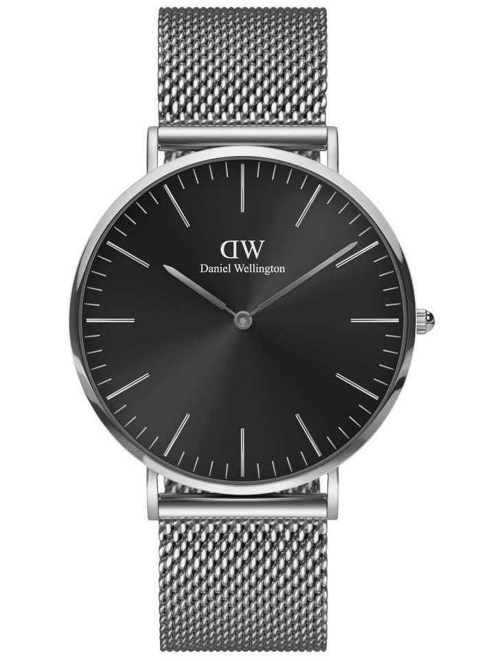 Daniel Wellington Classic Mesh Onyx 40mm DW00100629 - Quartz - Silver - Herrklocka - Mesh - Härdat mineralglas
