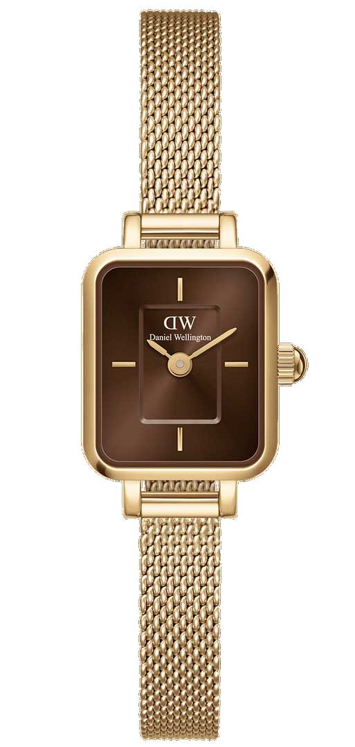 Daniel Wellington Micro Golden Amber 15mm - Quartz - Guld - Damklocka - Mesh - Härdat mineralglas